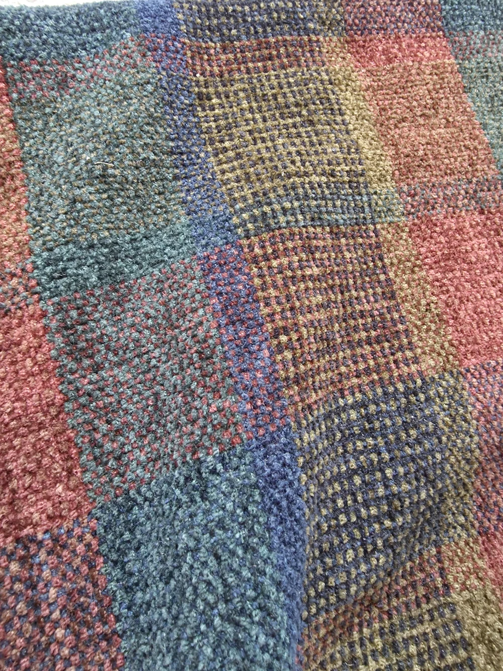 Multicolor Patchwork Knit Wrap Scarf - Blue, Red, Green